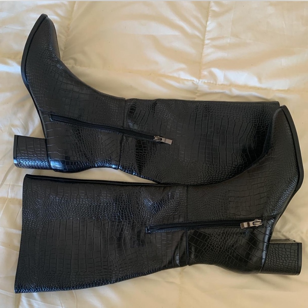 Black (snake-print) boots from Shein